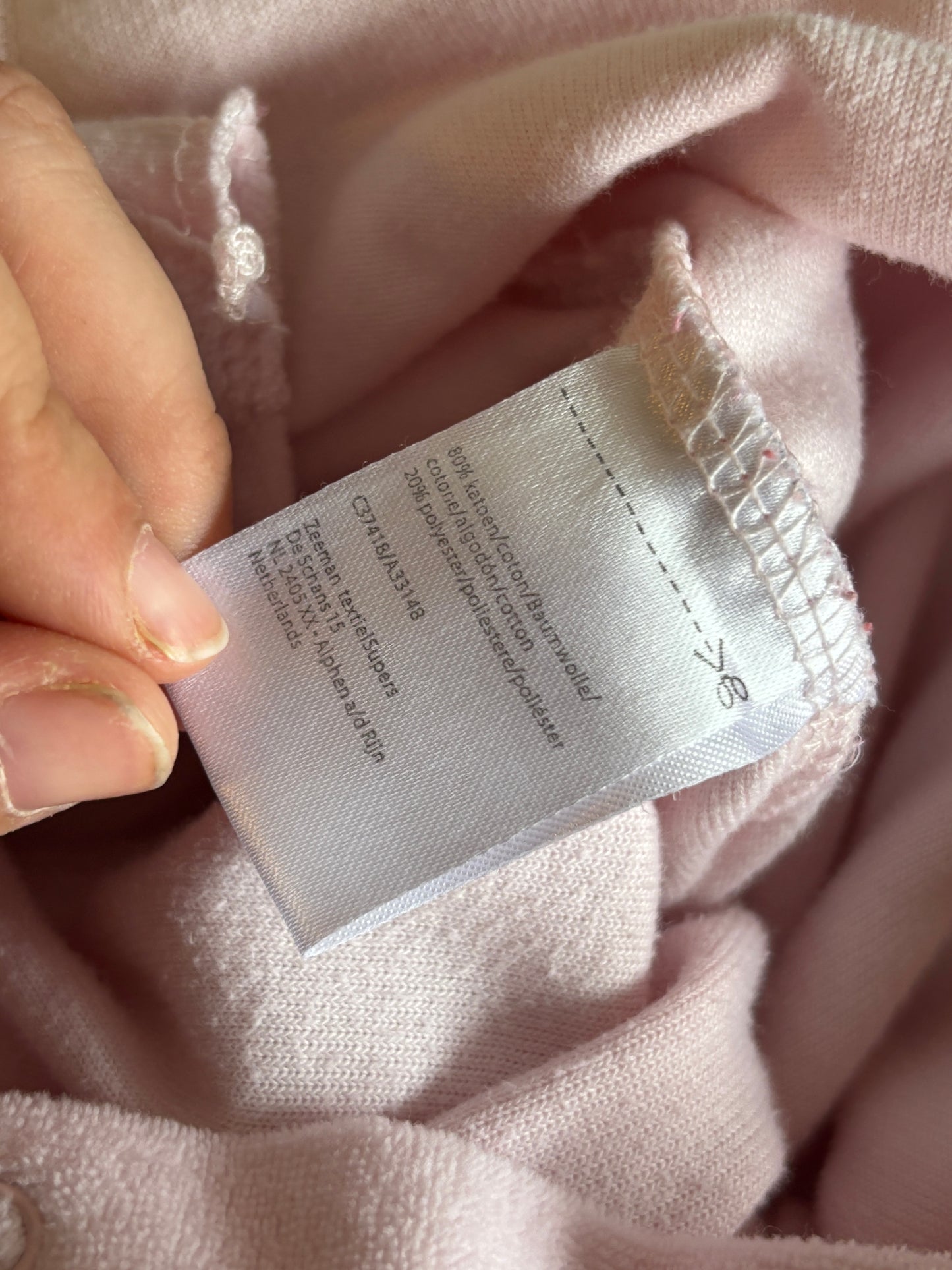 Lichtroze eendelige winterpyjama