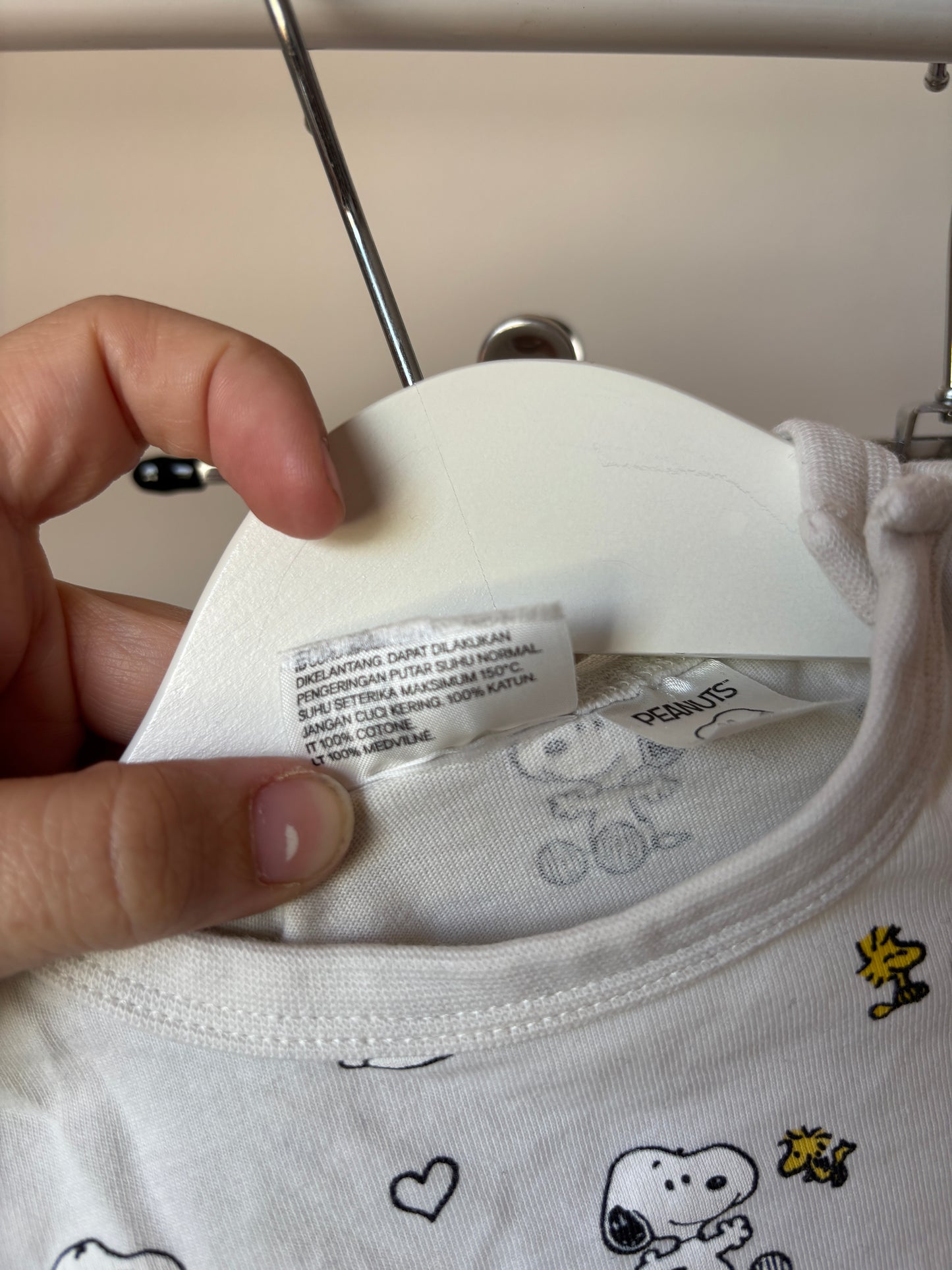 Crèmekleurige tweedelige pyjama Snoopy