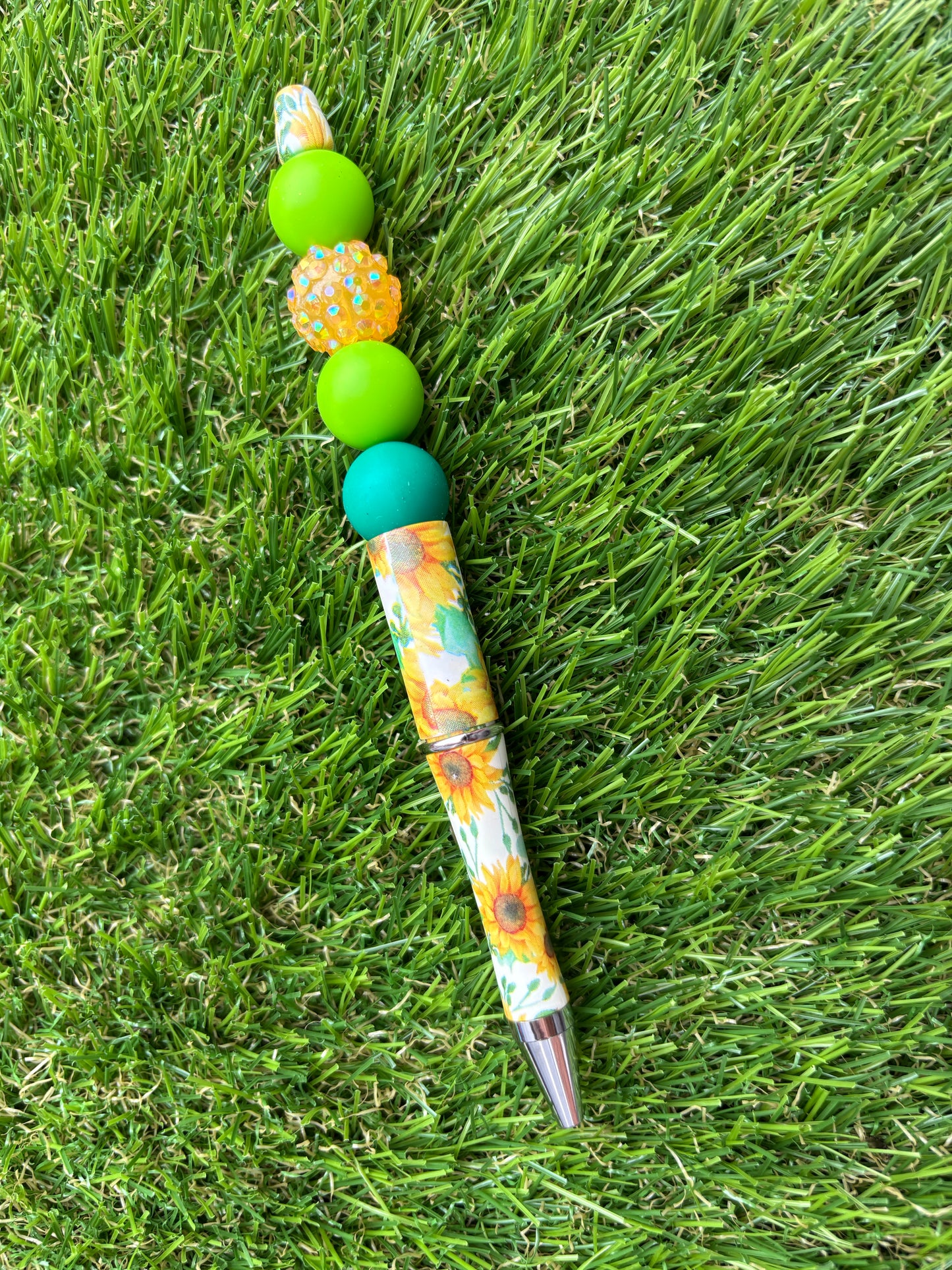 Balpen met glitterkraal