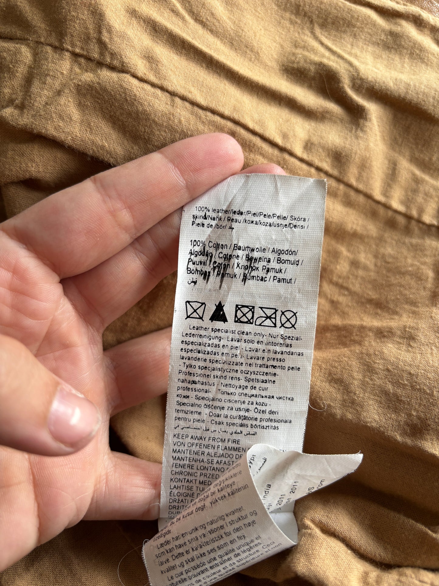 Lichtbruine lederen jas