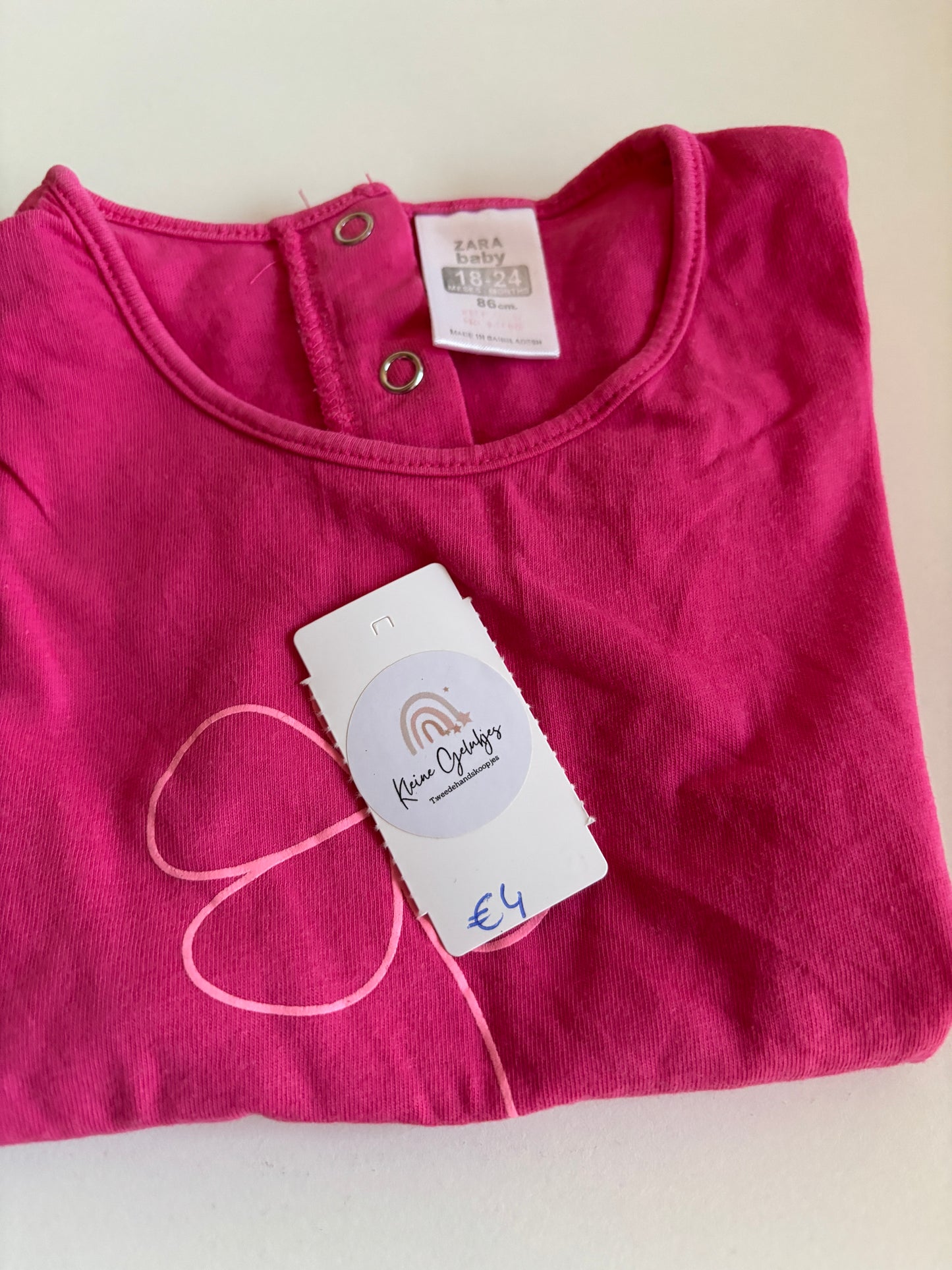 Roze T-shirt "Lucky girl"