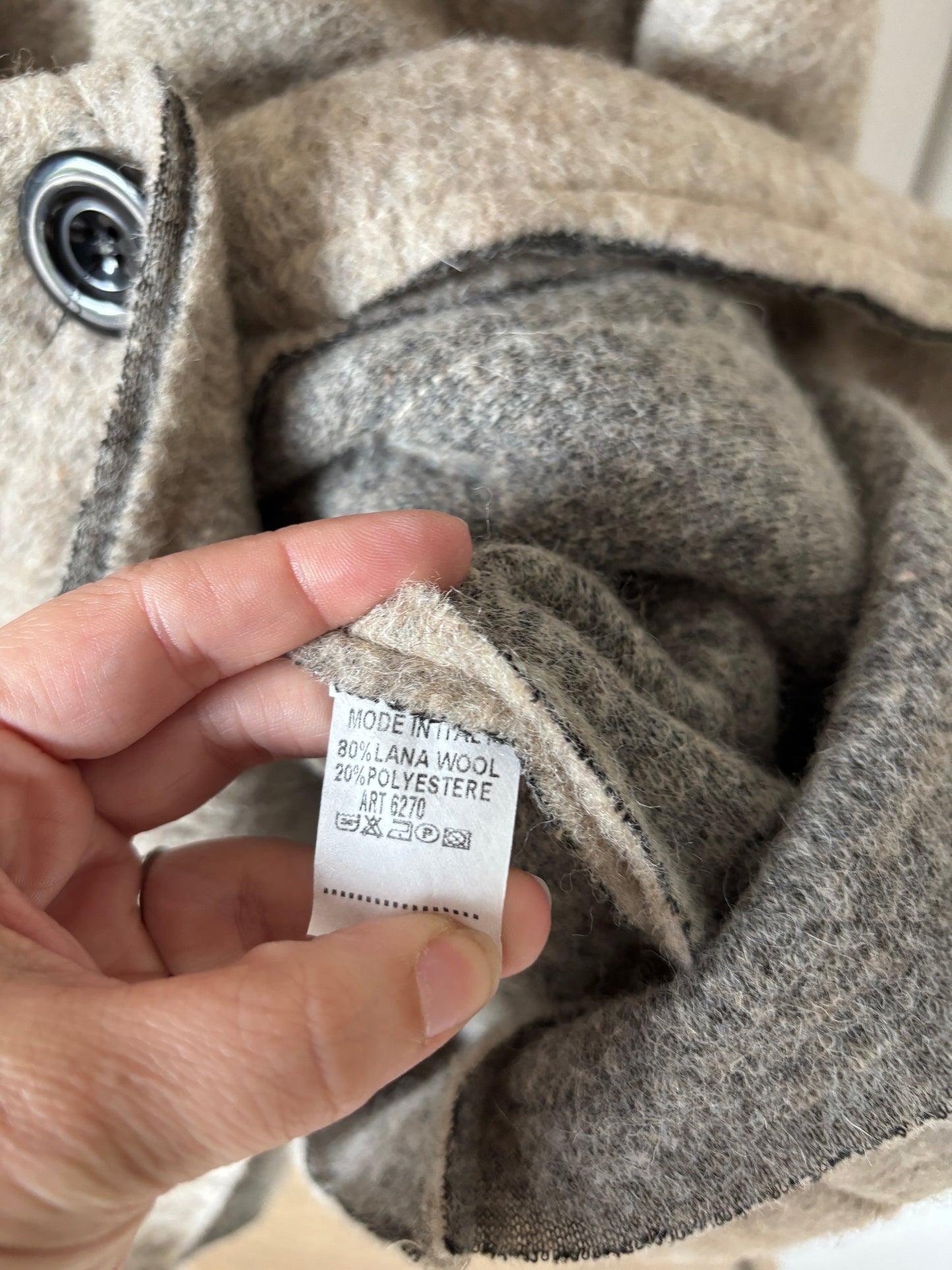 Beige wollen winterjas