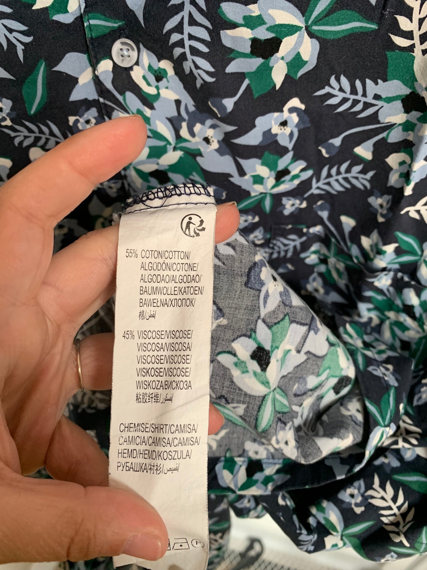 Marineblauw hemd met korte mouwen