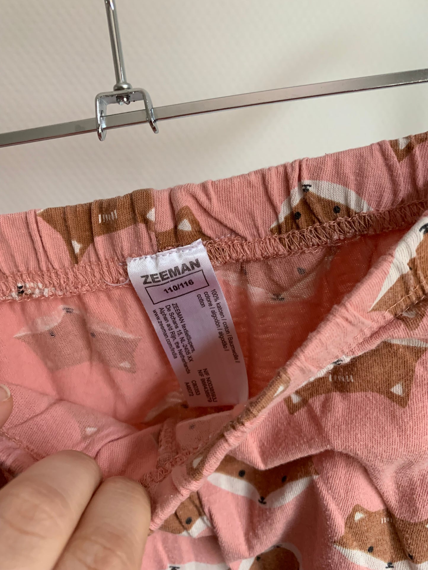 Roze tweedelige pyjama met vosjes