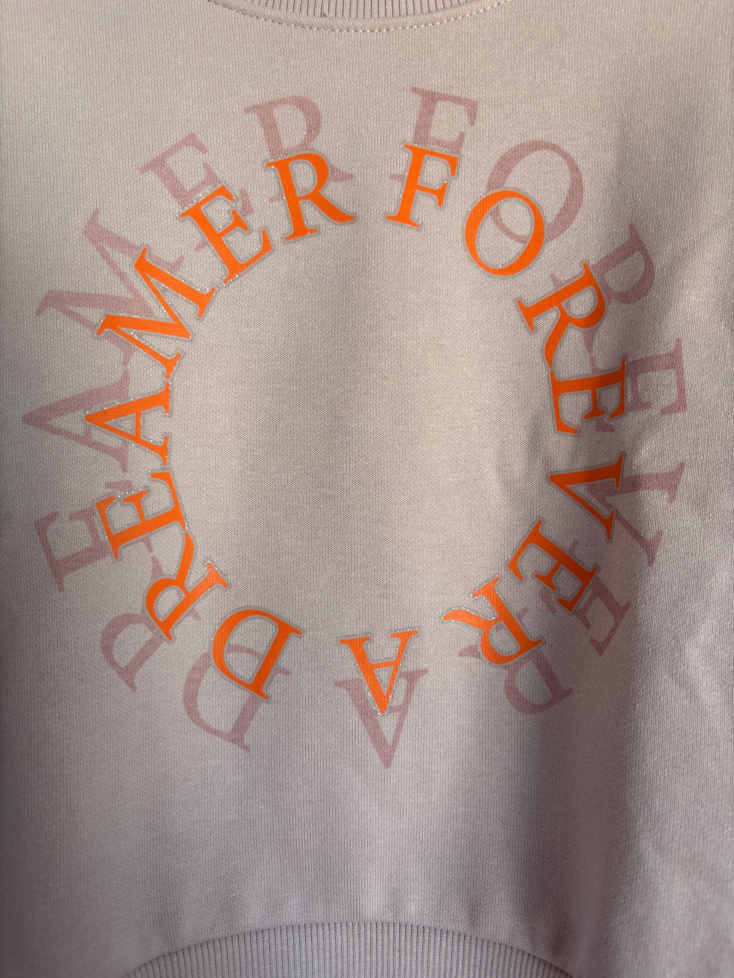 Lichtroze sweater "Forever a dreamer"