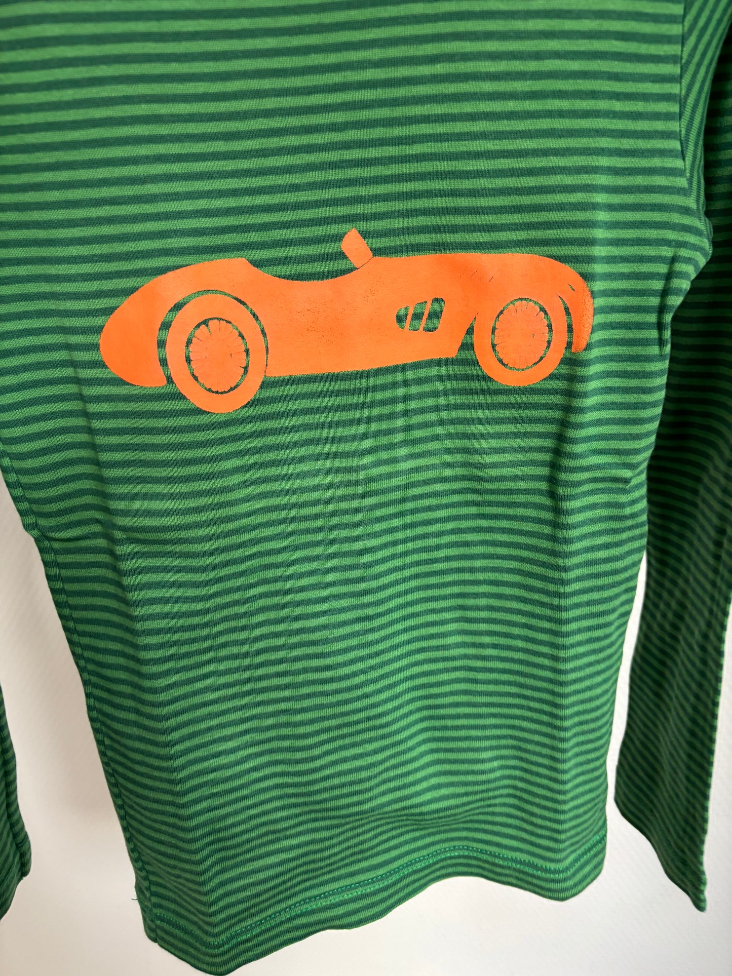 Groene gestreepte longsleeve met auto
