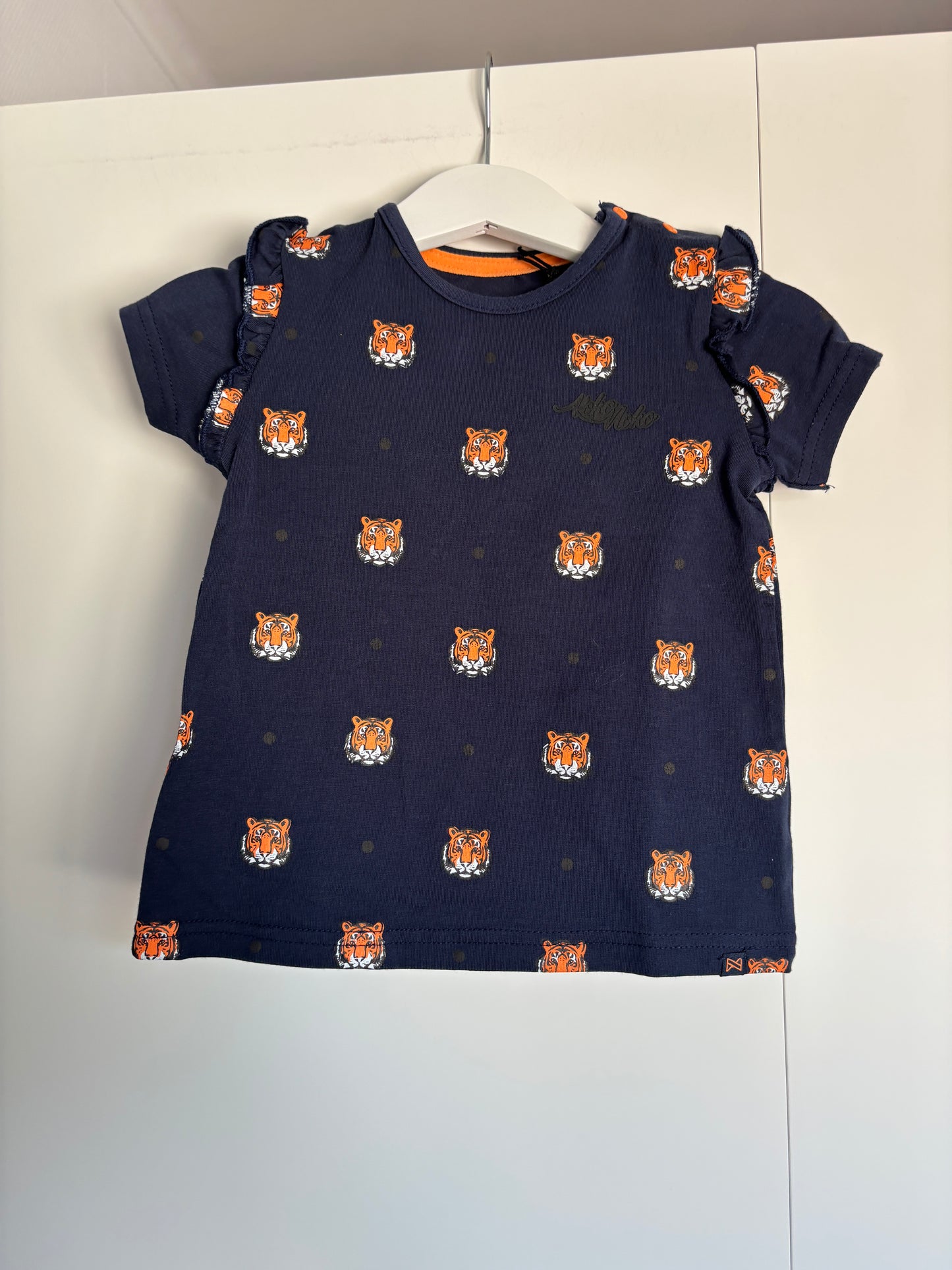 Marineblauwe T-shirt met tijgers