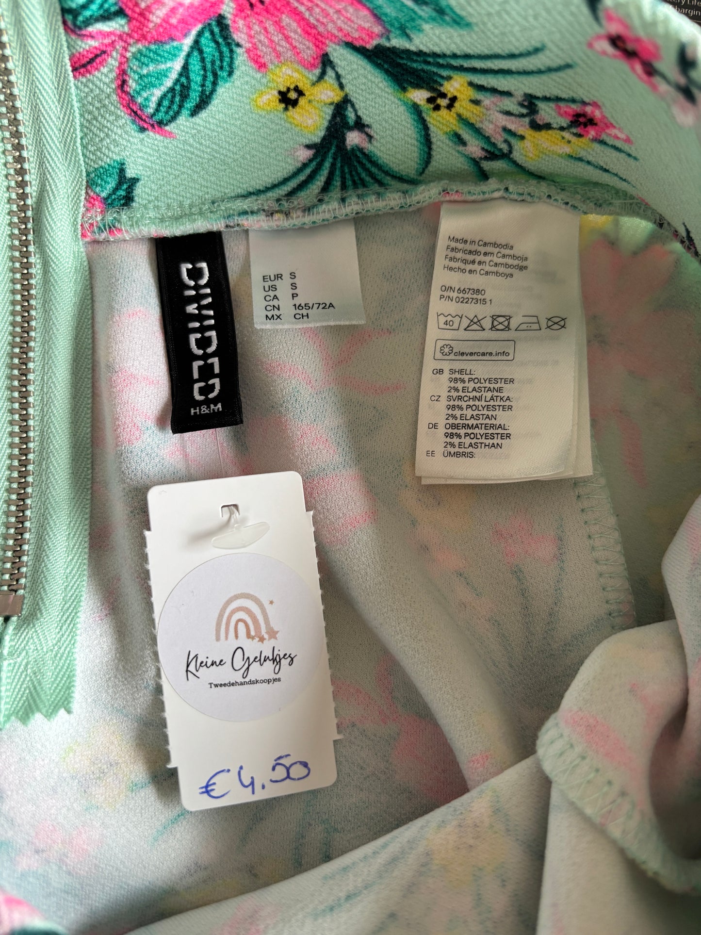 Muntgroene bloemenrok