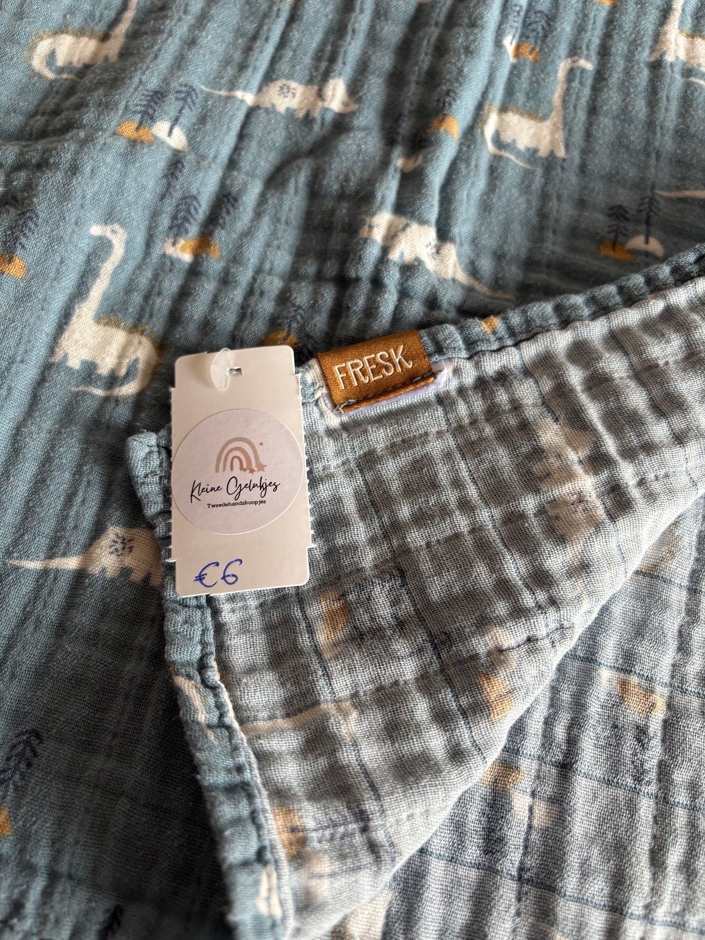 Blauwe tetradoek met dino's 60x70cm