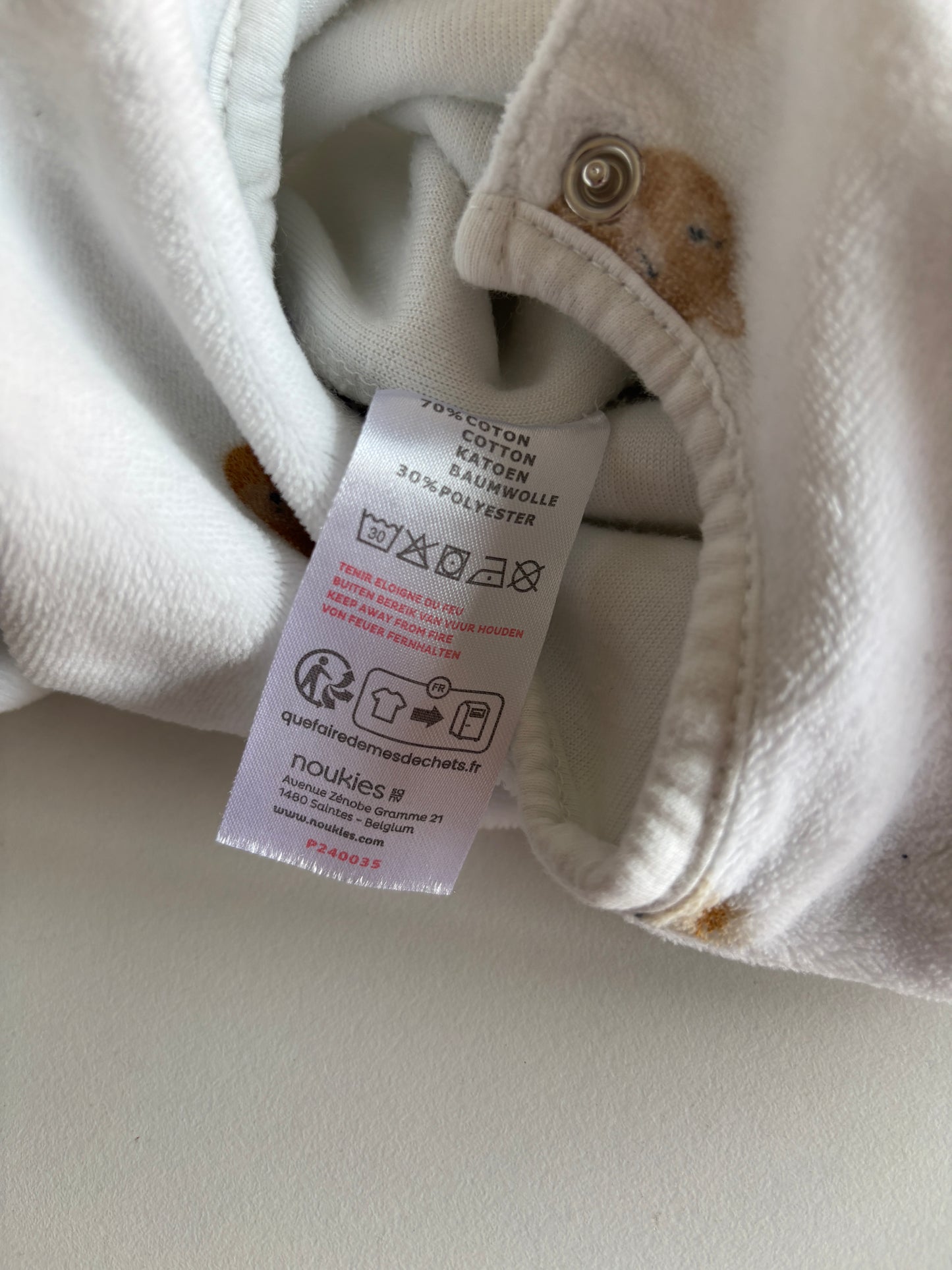 Witte eendelige winterpyjama met beertjes