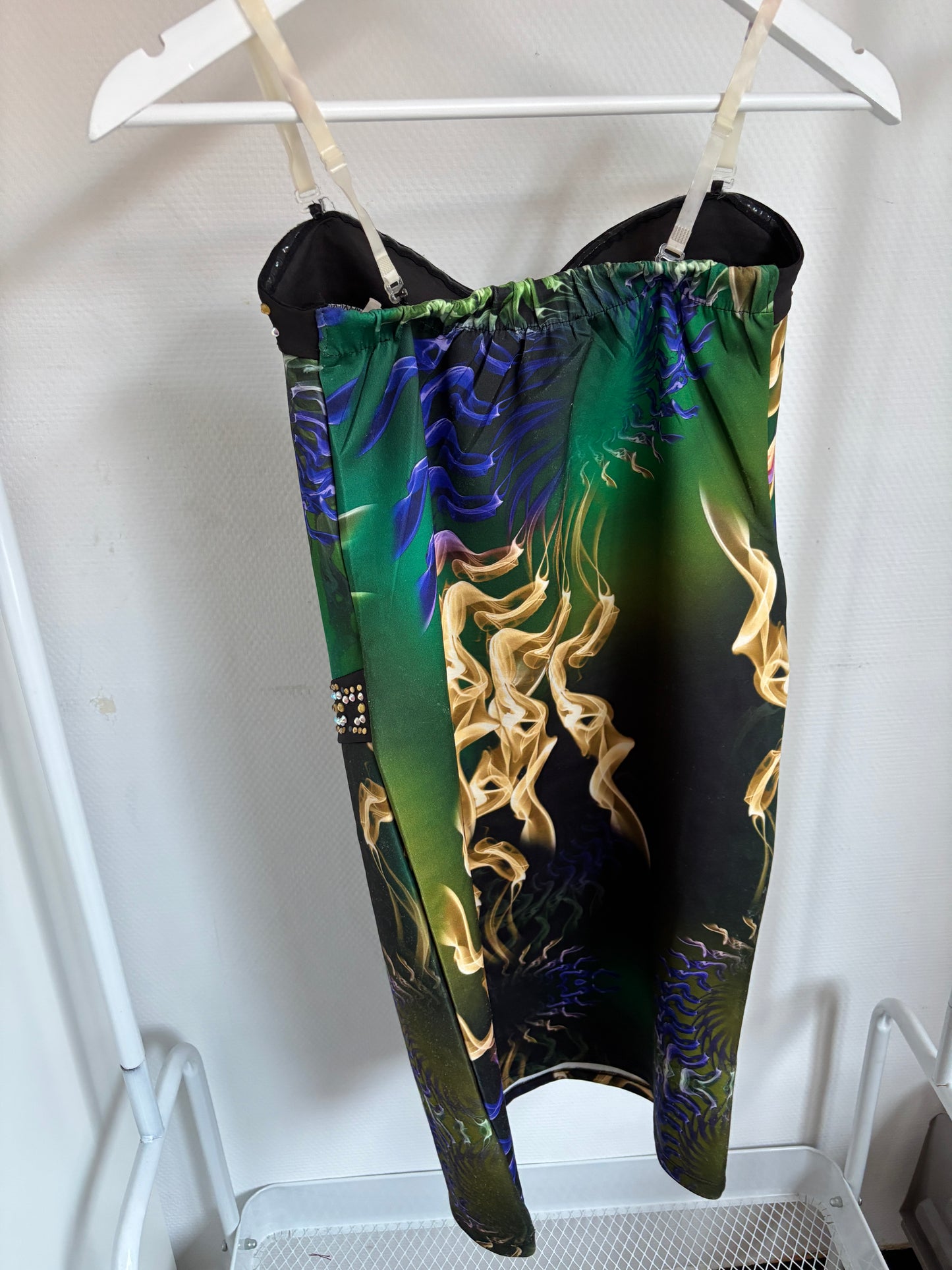 Groene strapless jurk