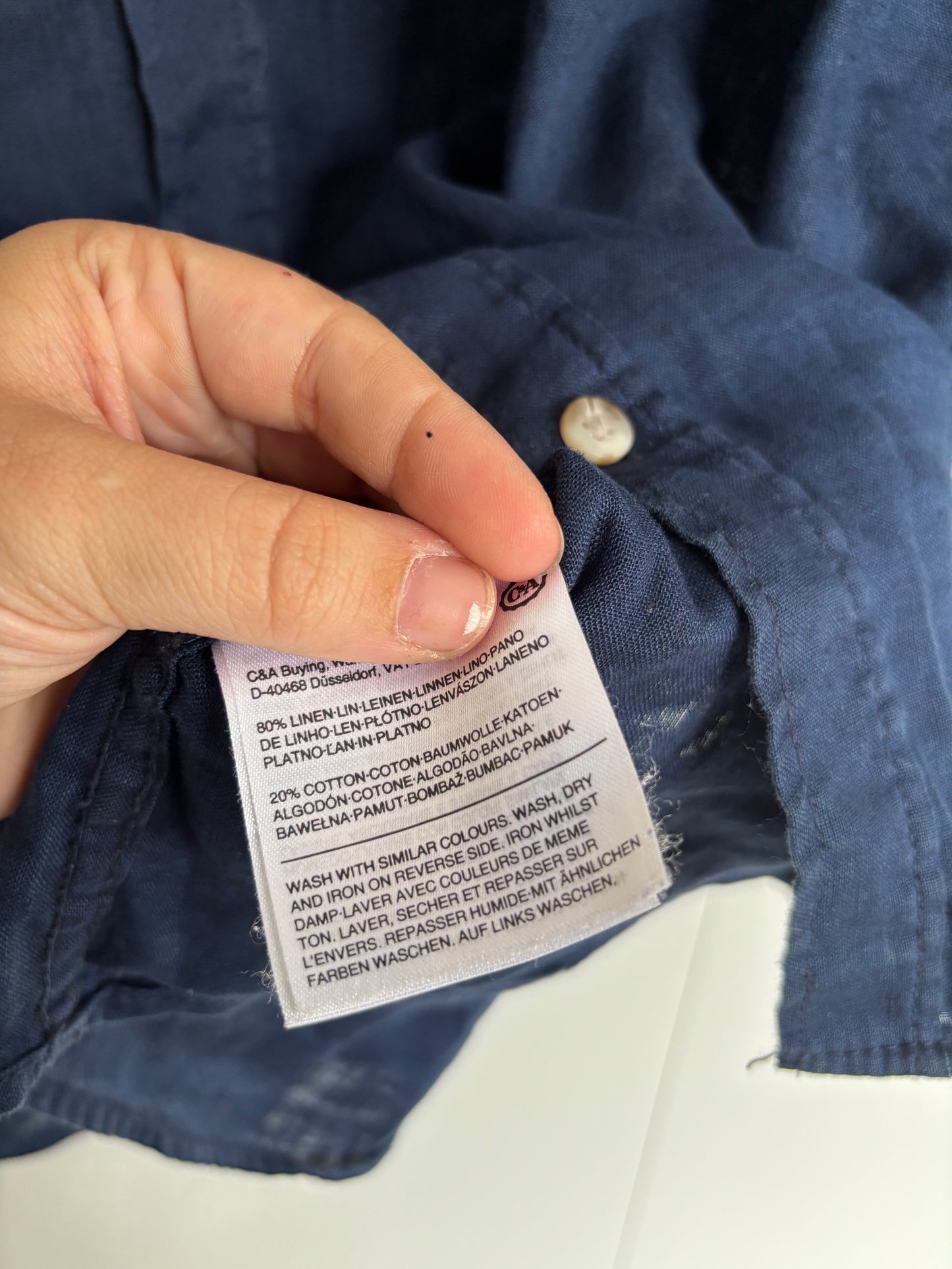 Donkerblauw linnen hemd