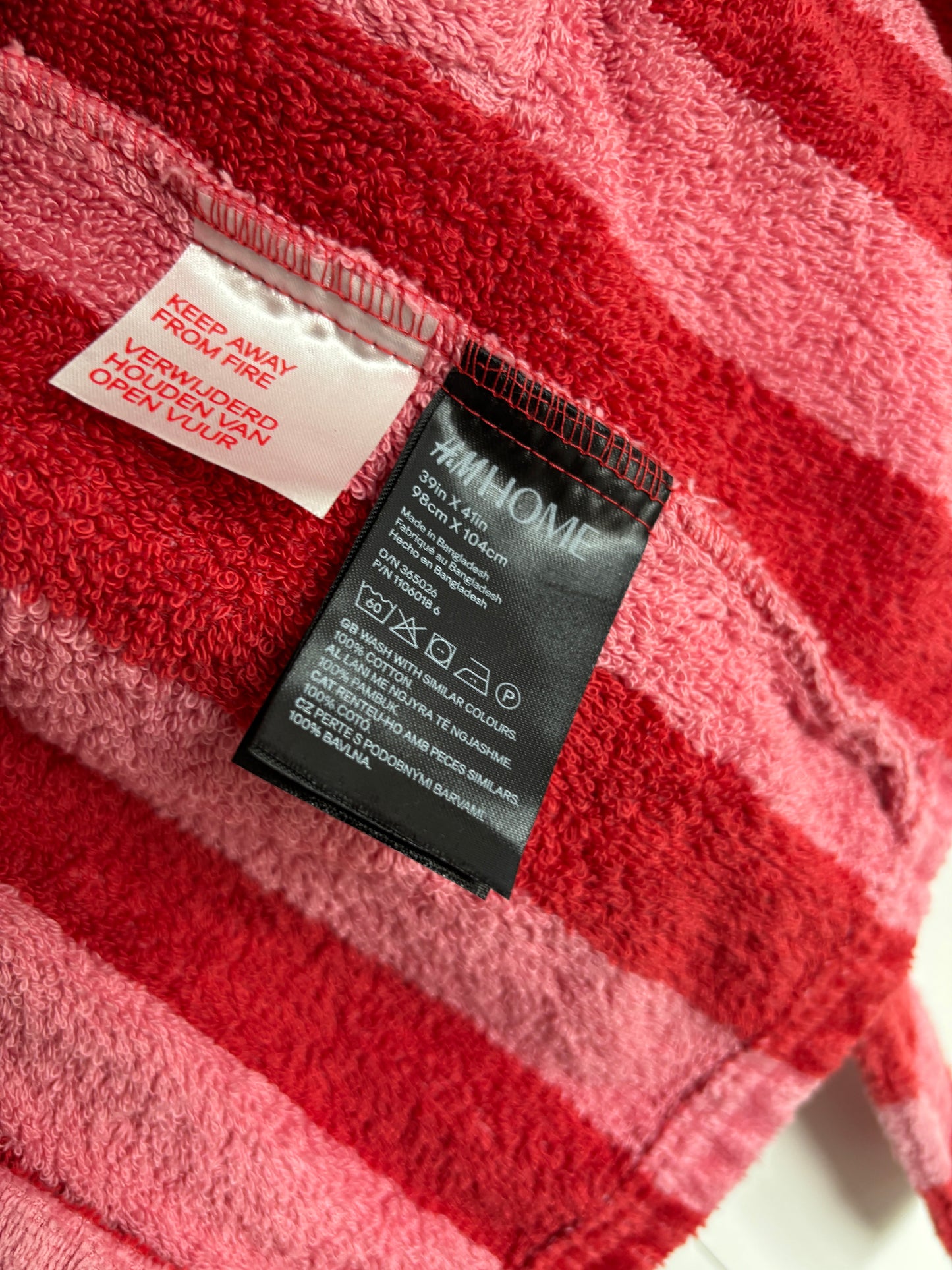 Roodroze gestreepte badjas