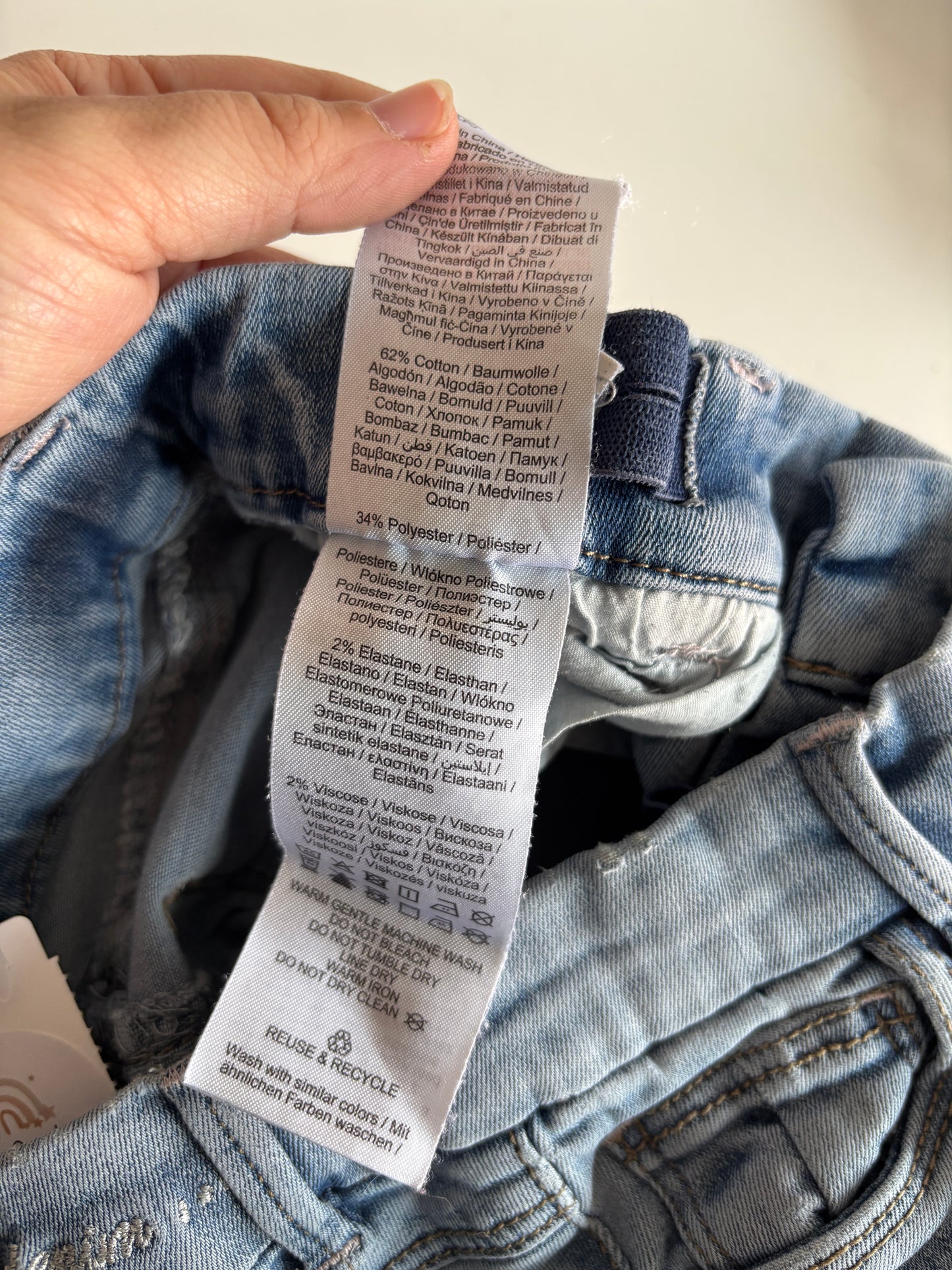 Lichtblauwe skinny ripped jeansbroek