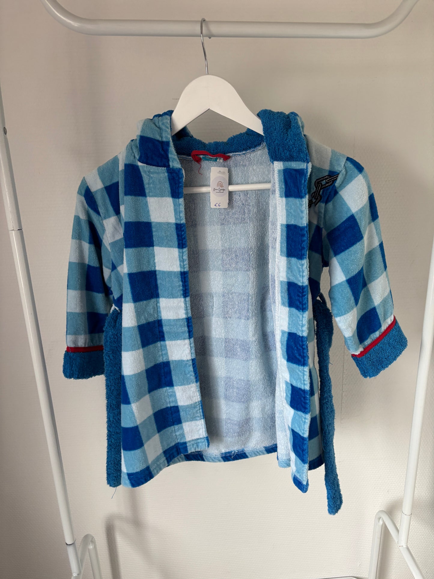 Blauwe geruite badjas