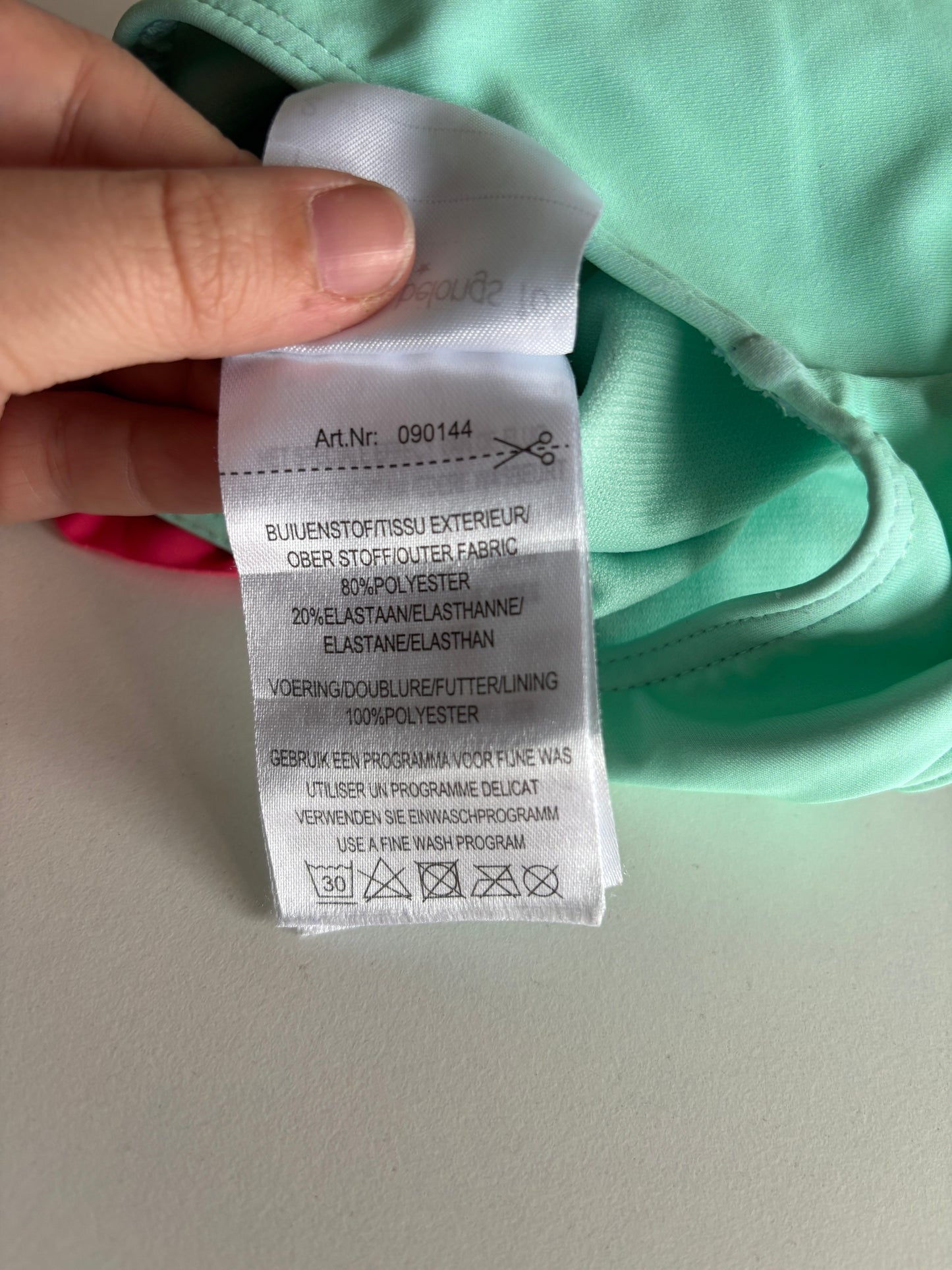 Muntgroen badpak met flamingo's