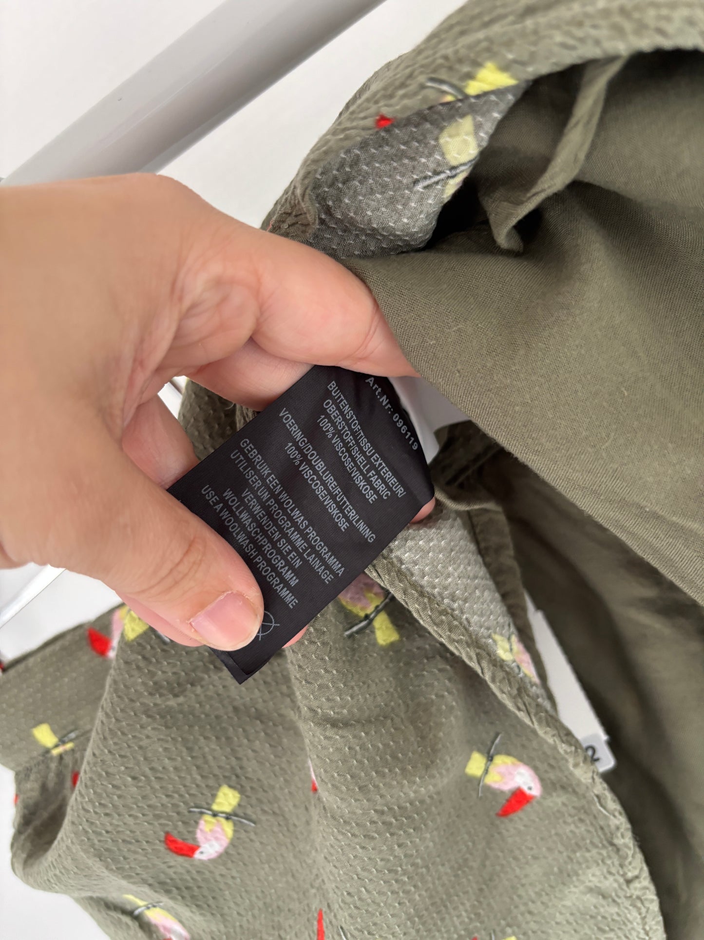 Khaki rokje met vogeltjes