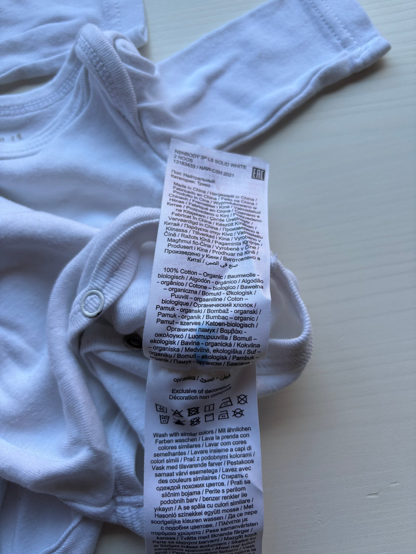 Bundel witte rompers met lange mouwen (3)