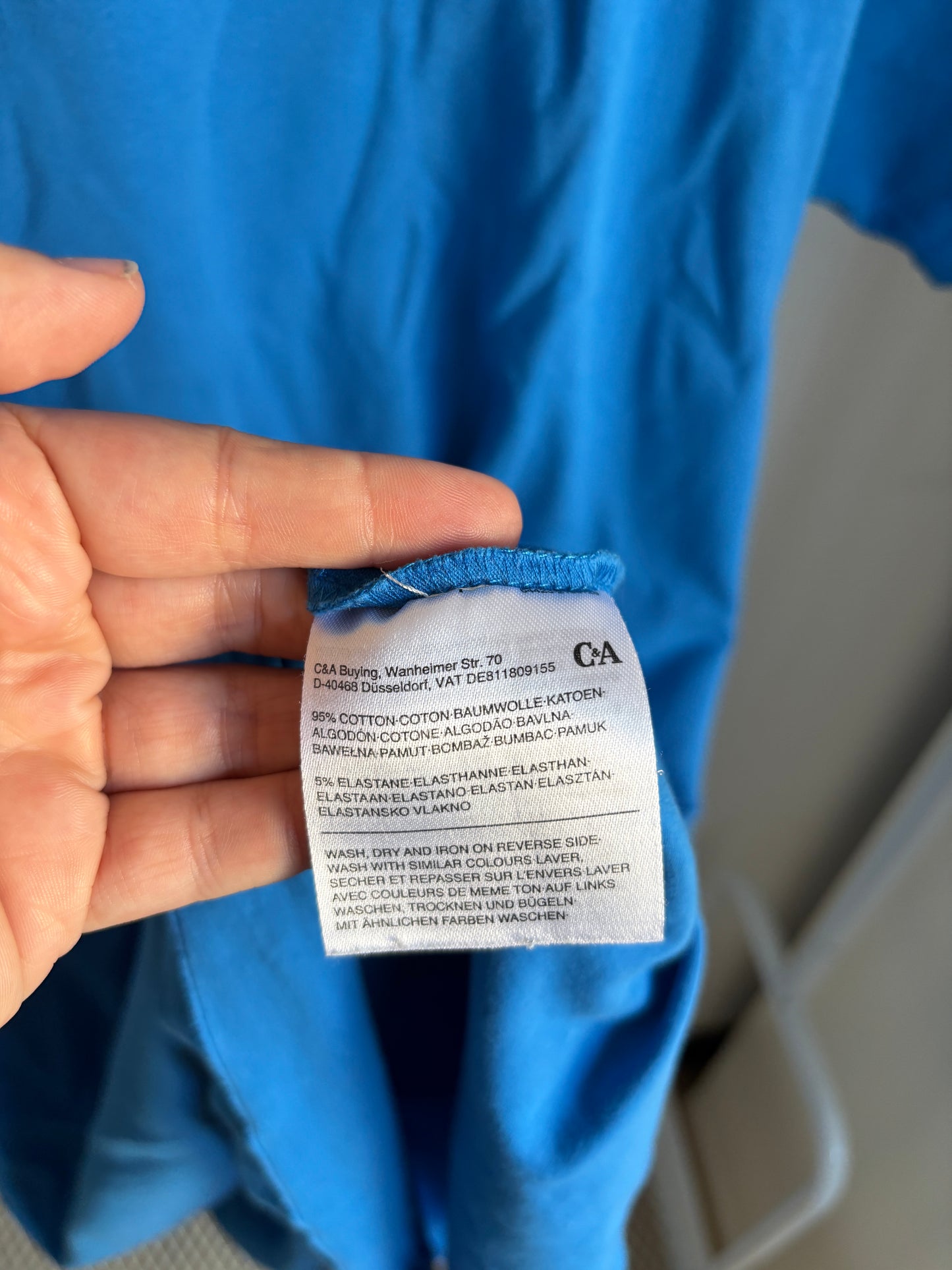 Blauwe zwangerschapsjurk met korte mouwen