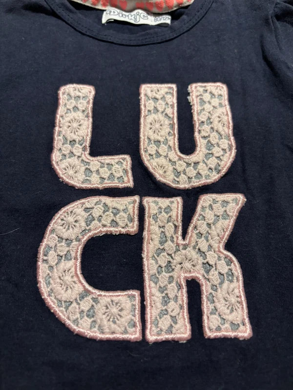 Marineblauwe T-shirt "Luck"