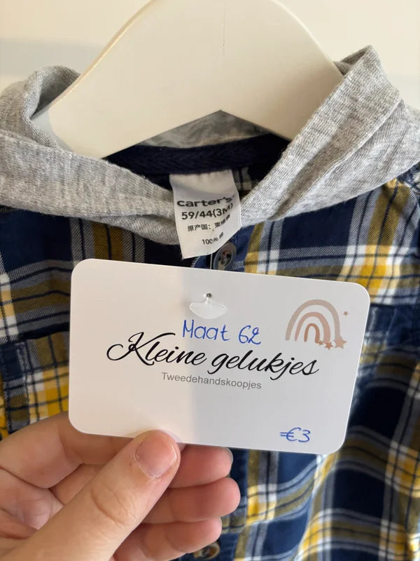 Geruite hemdje met capuchon