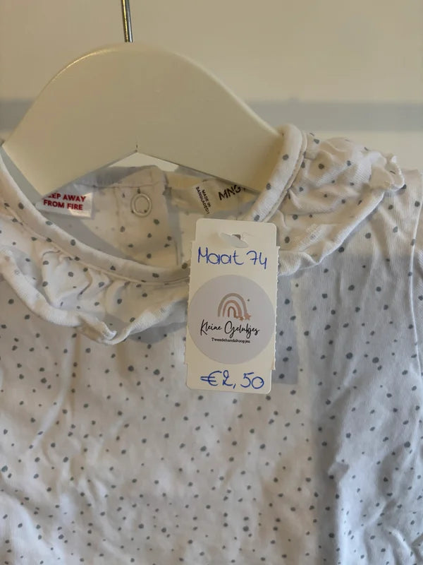 Witte gestippelde longsleeve