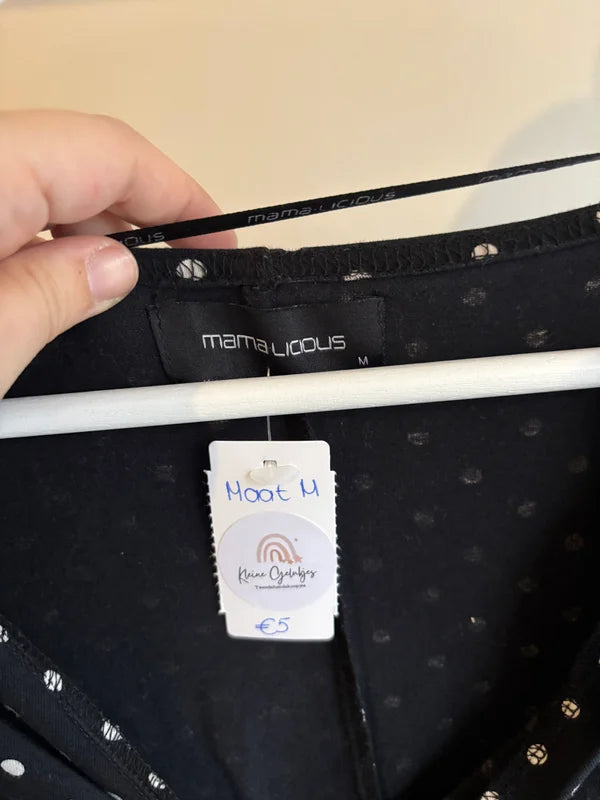 Zwarte gestippelde zwangerschapsjurk