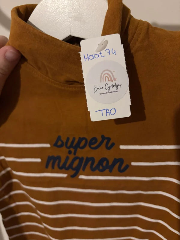 Bruine longsleeve met rolkraag