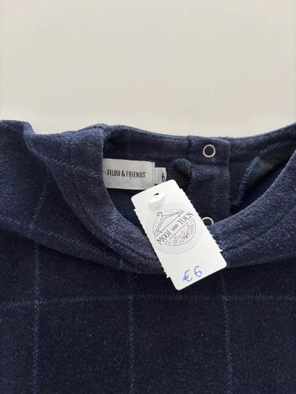 Marineblauwe geruite jurk