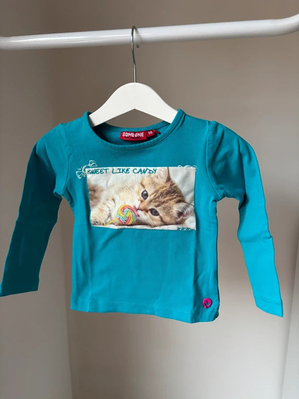 Blauwe longsleeve "Sweet like candy"