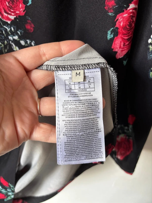 Zwarte jurk met rozen | Guess | M