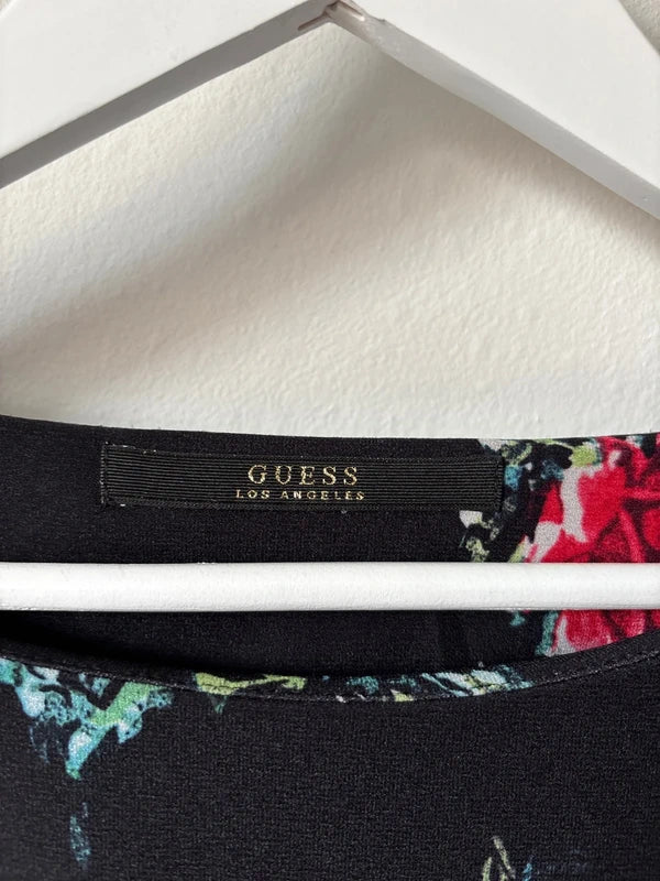 Zwarte jurk met rozen | Guess | M