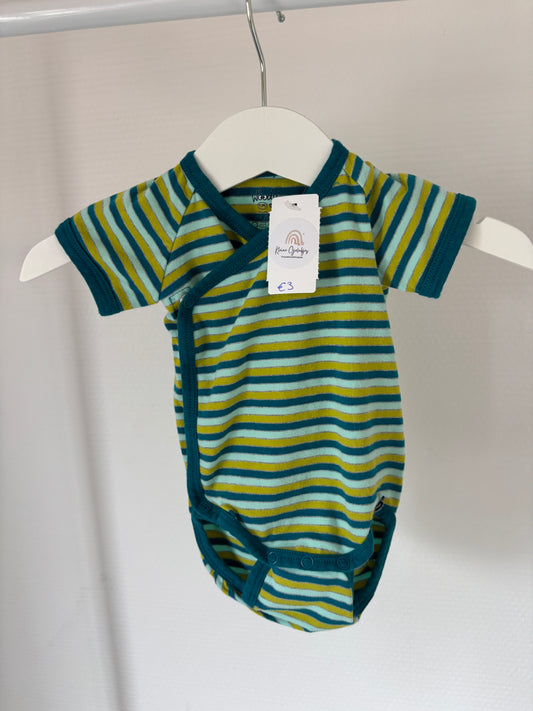 Gestreepte overslagromper met korte mouwen