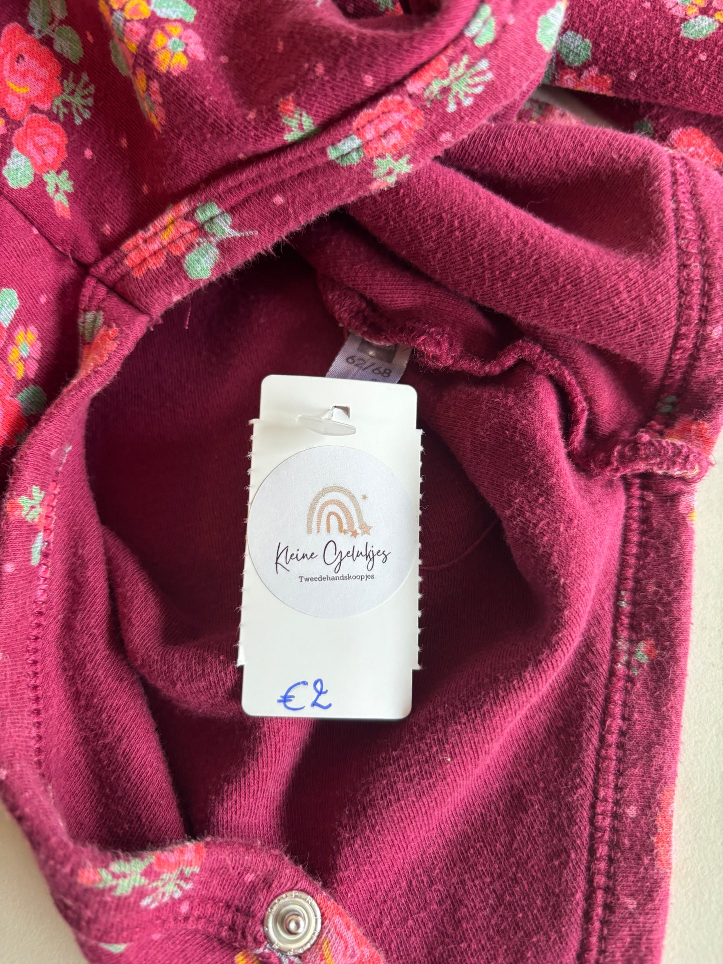 Wijnrode romper met lange mouwen