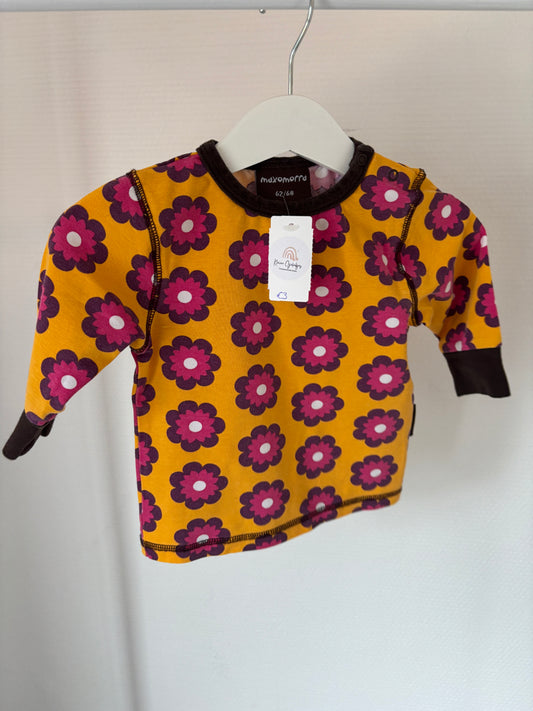 Mosterdgele longsleeve met bloemen