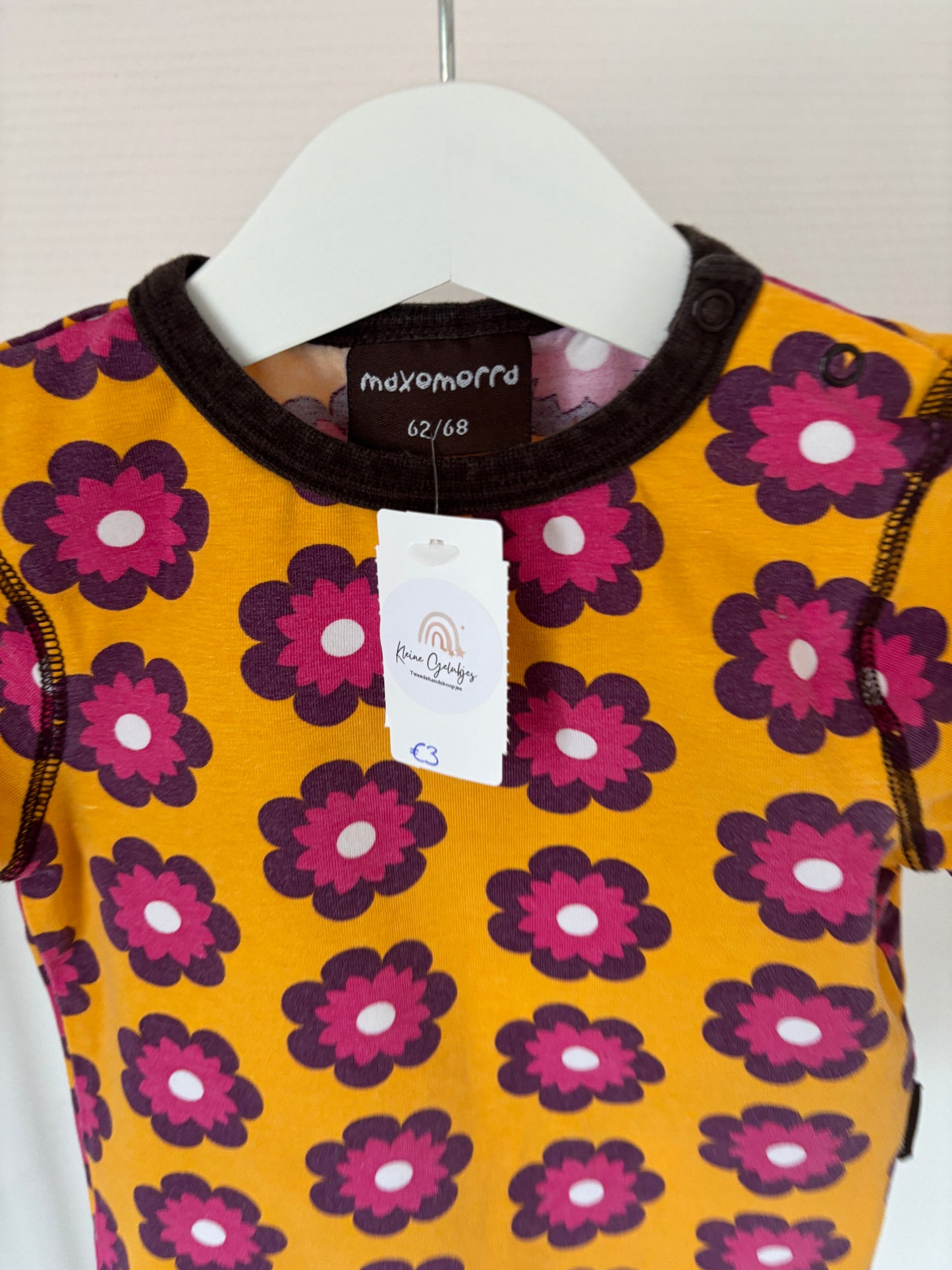 Mosterdgele longsleeve met bloemen