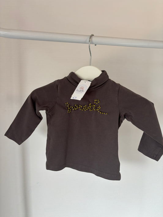 Bruine longsleeve met rolkraag "Sweetie"