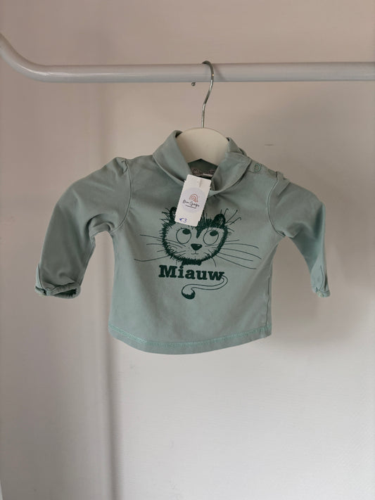 Muntgroene longsleeve met rolkraag