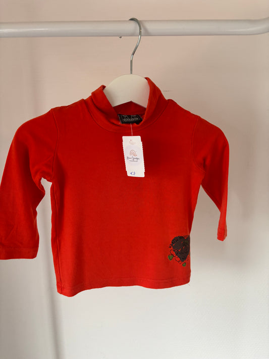 Rode longsleeve met rolkraag