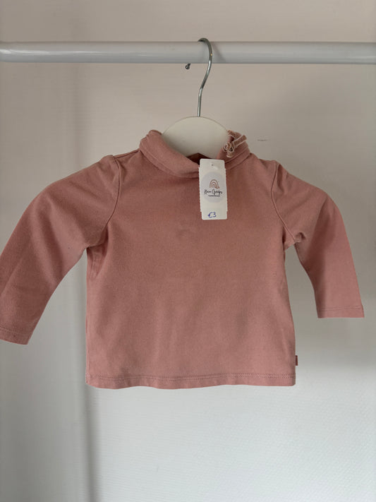 Lichtroze longsleeve met rolkraag