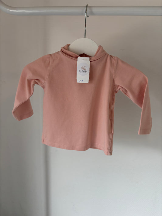 Lichtroze longsleeve met rolkraag