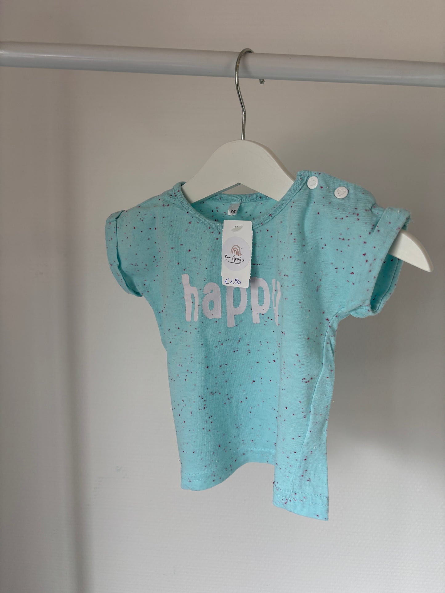 Lichtblauwe gestippelde T-shirt