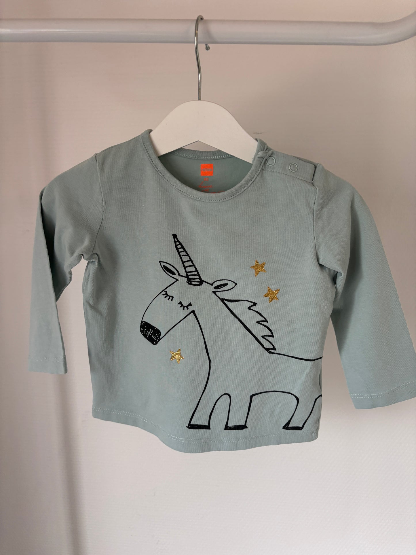 Lichtblauwe longsleeve met unicorn