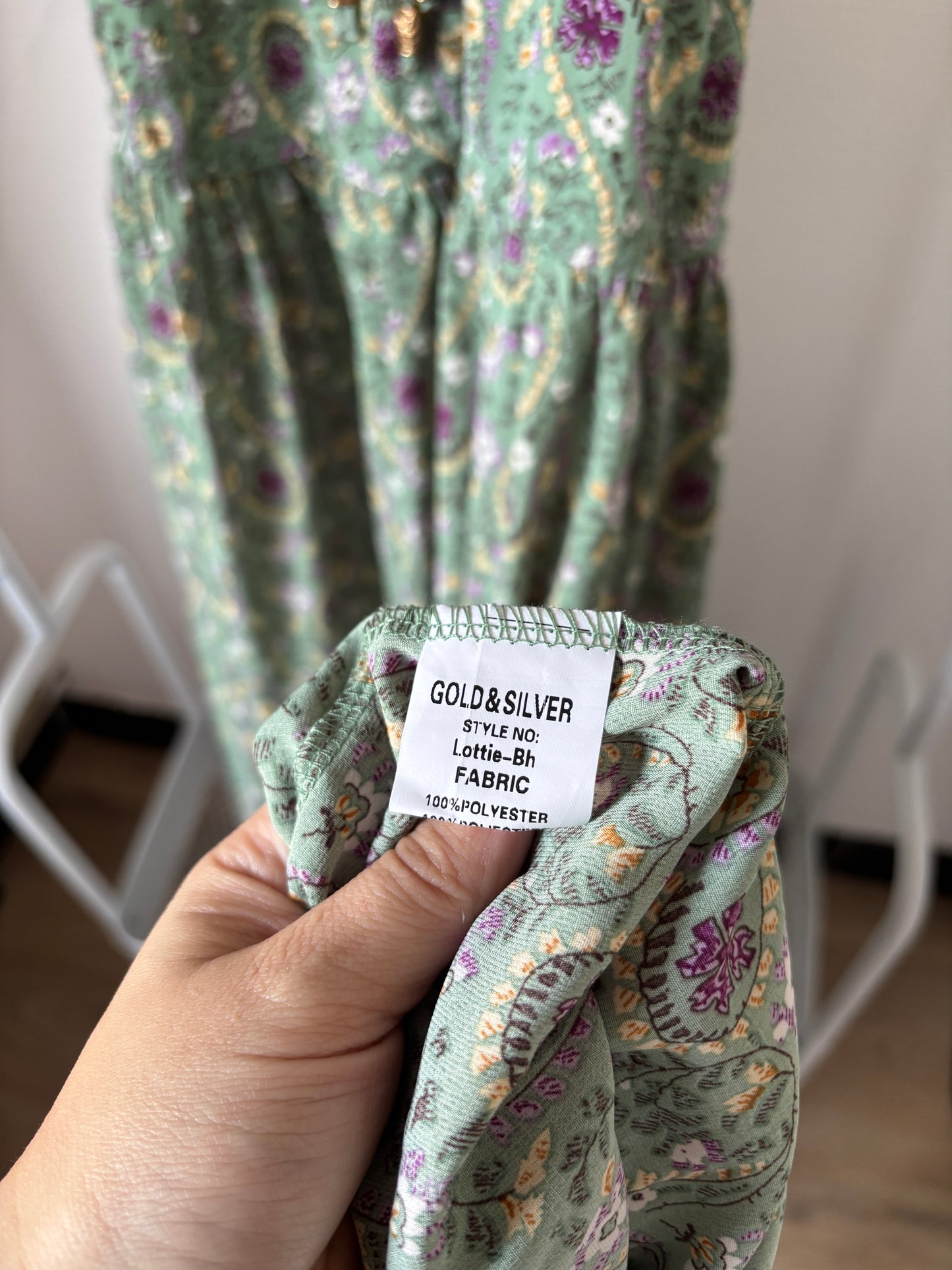 Olijfgroene lange jurk