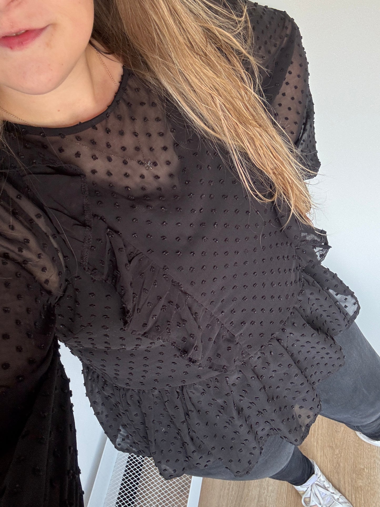 Zwarte doorzichtige blouse