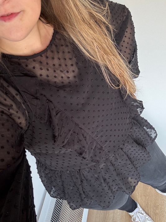 Zwarte doorzichtige blouse