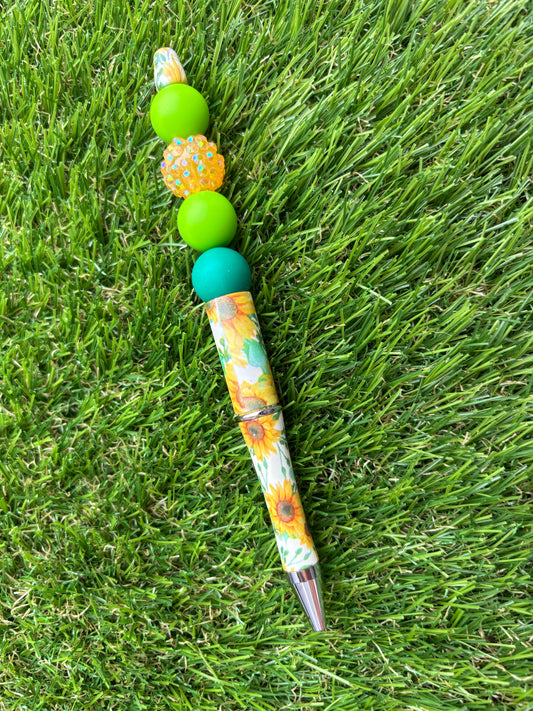 Balpen met glitterkraal