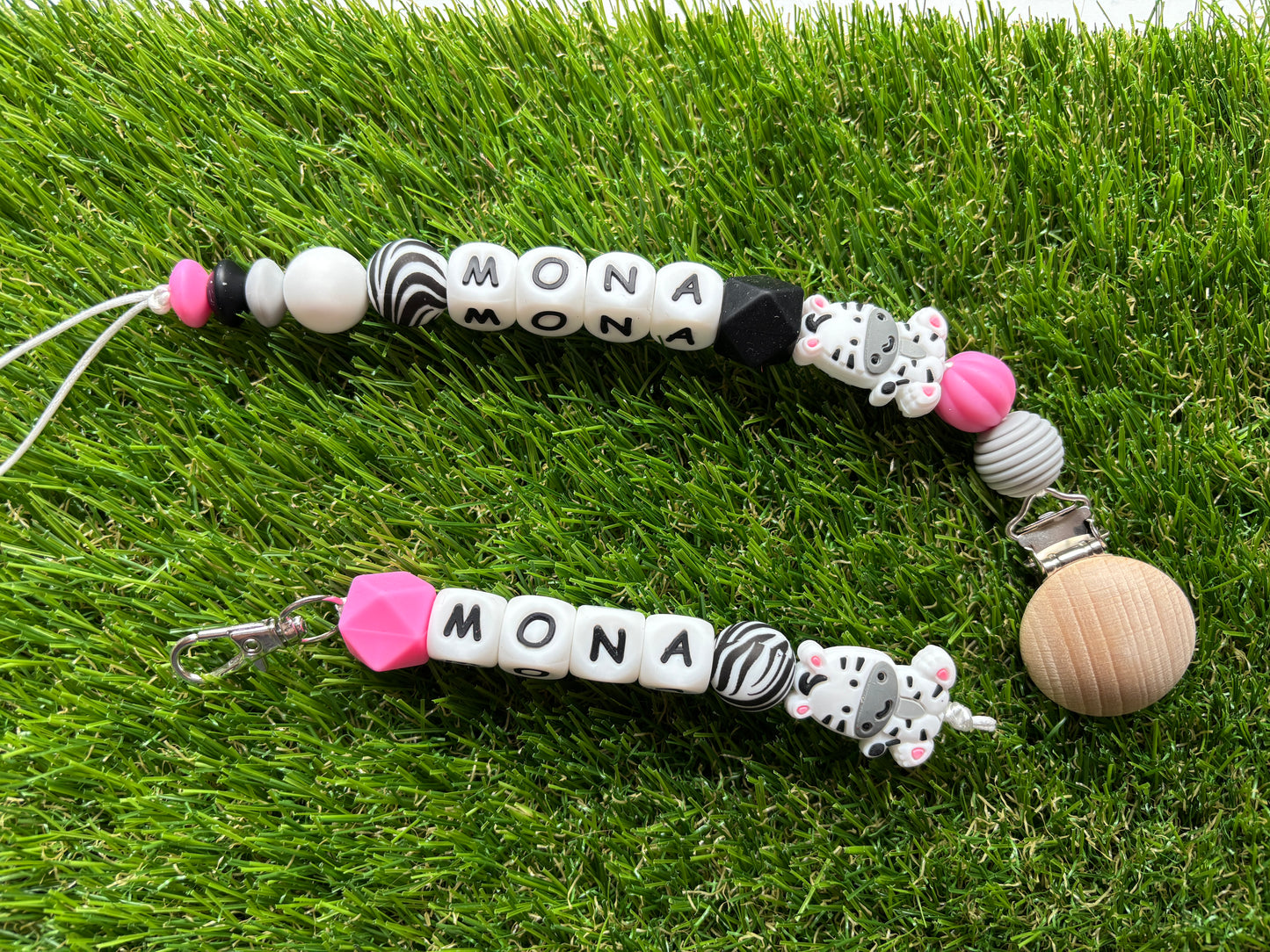 Bundel van speenkoord en sleutelhanger (met naam)