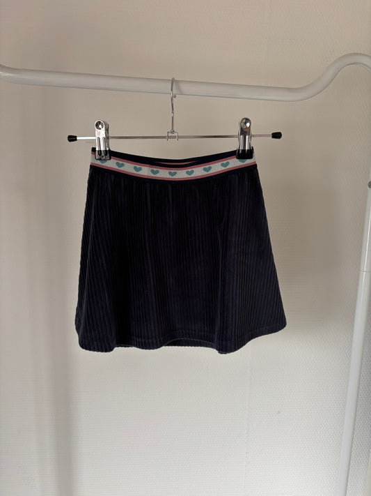 Marineblauwe ribfluwelen rokje