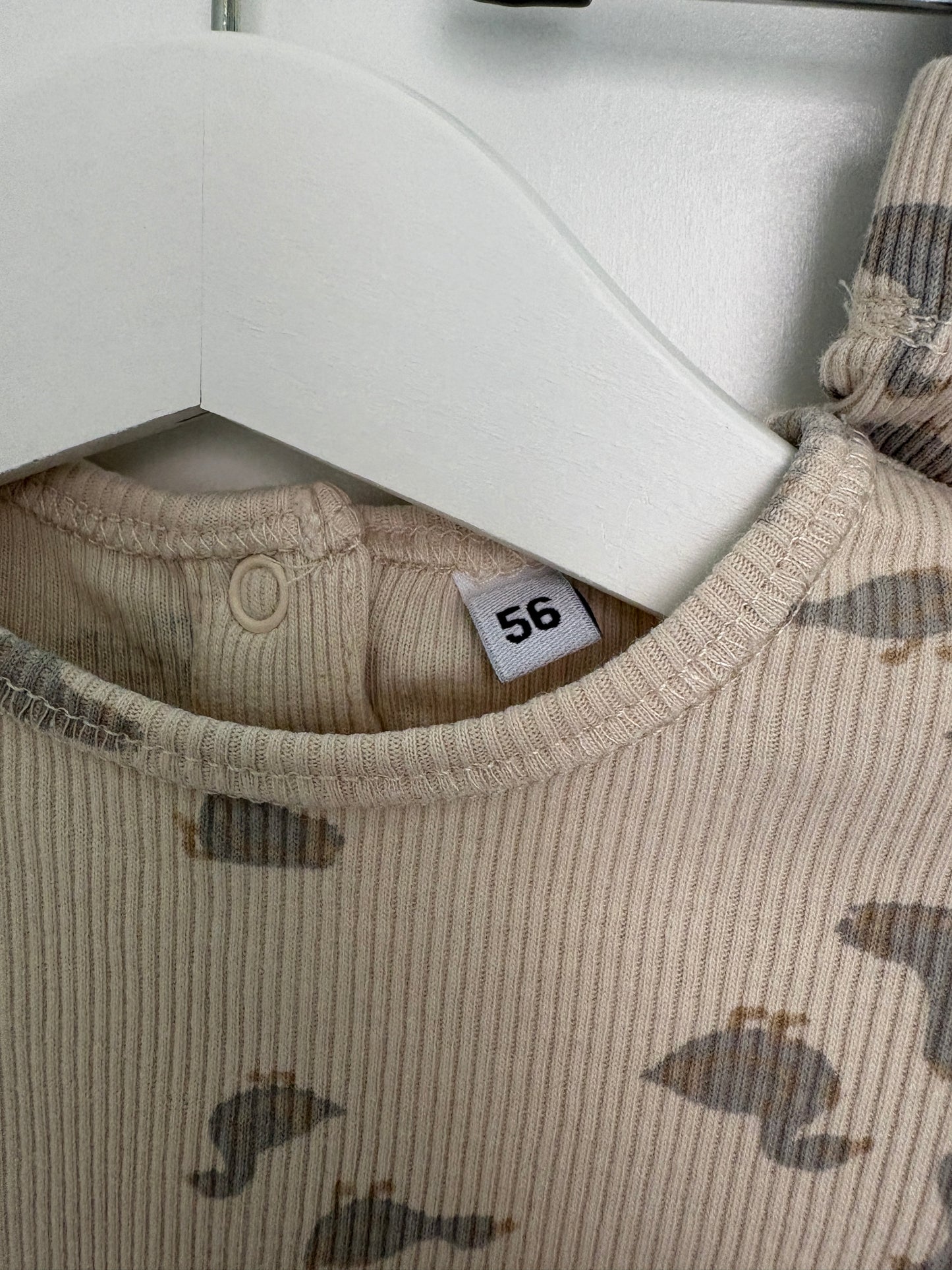 Ribsetje met ganzen: romper met lange mouwen en broekje